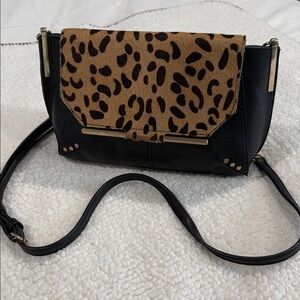 Sole Society Black Crossbody with Leopard-Print Flap